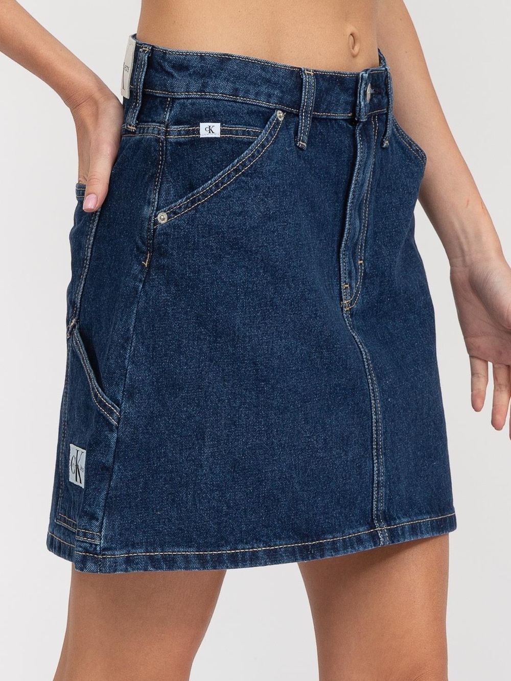 Calvin Klein Jeans High Rise Indigo Denim Mini Skirt Size W29 Dark Wash